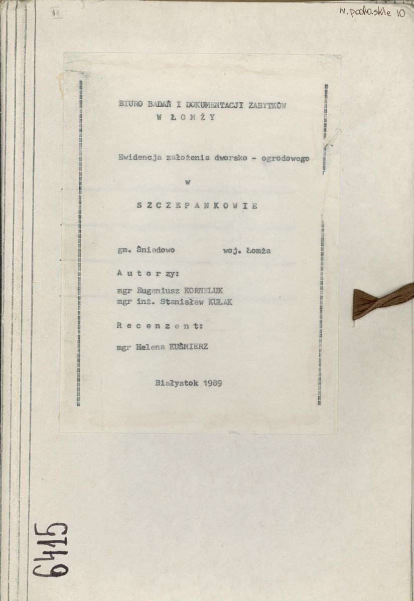 EP - Ewidencja parkowa, skan nr 1