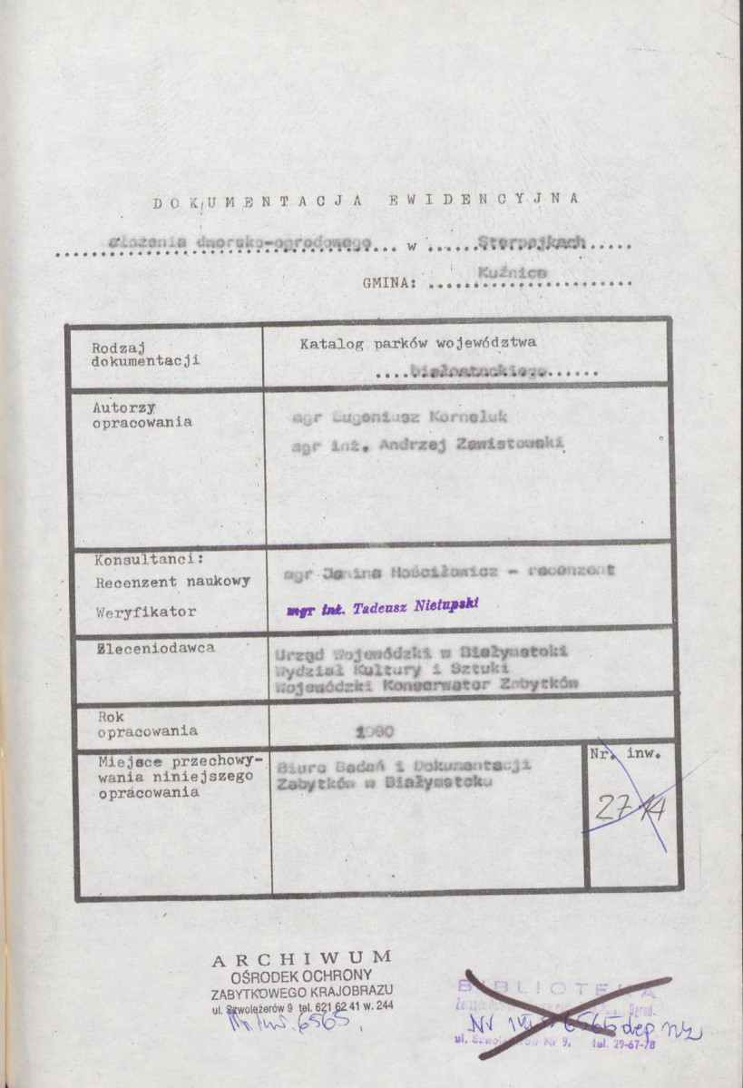 EP - Ewidencja parkowa, skan nr 5