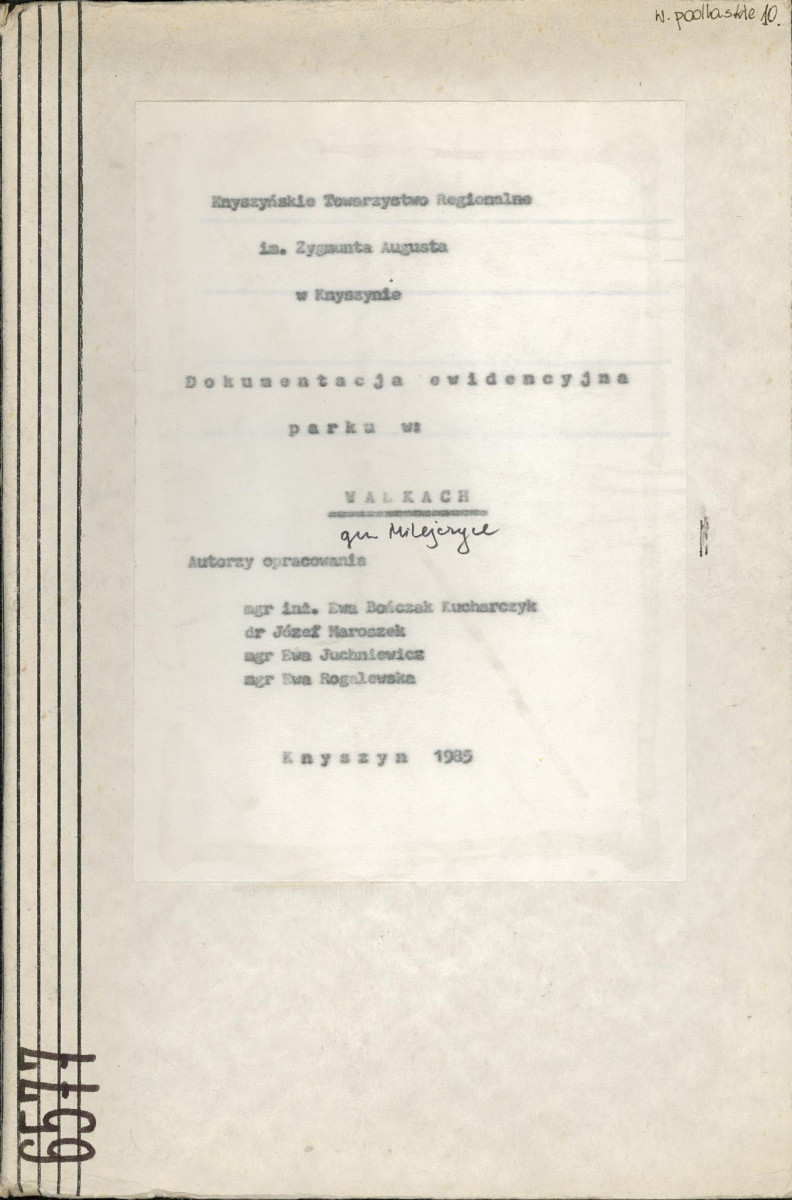 EP - Ewidencja parkowa, skan nr 1