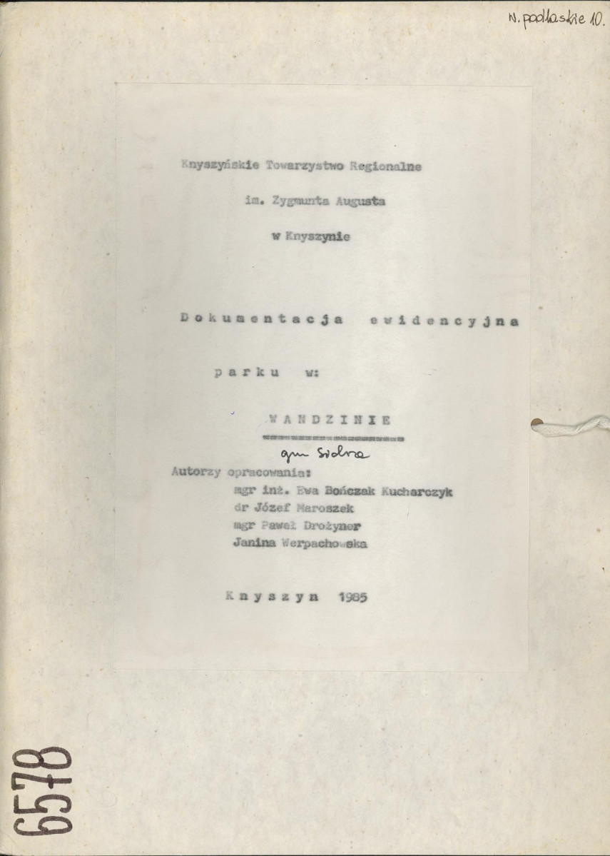 EP - Ewidencja parkowa, skan nr 1