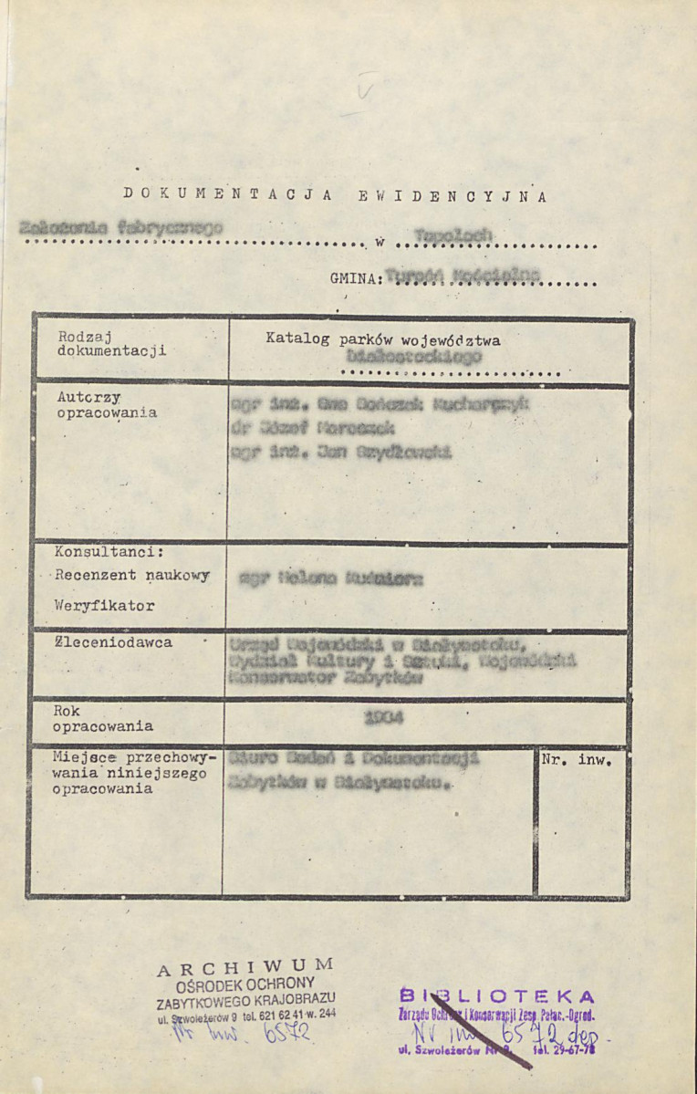 EP - Ewidencja parkowa, skan nr 5
