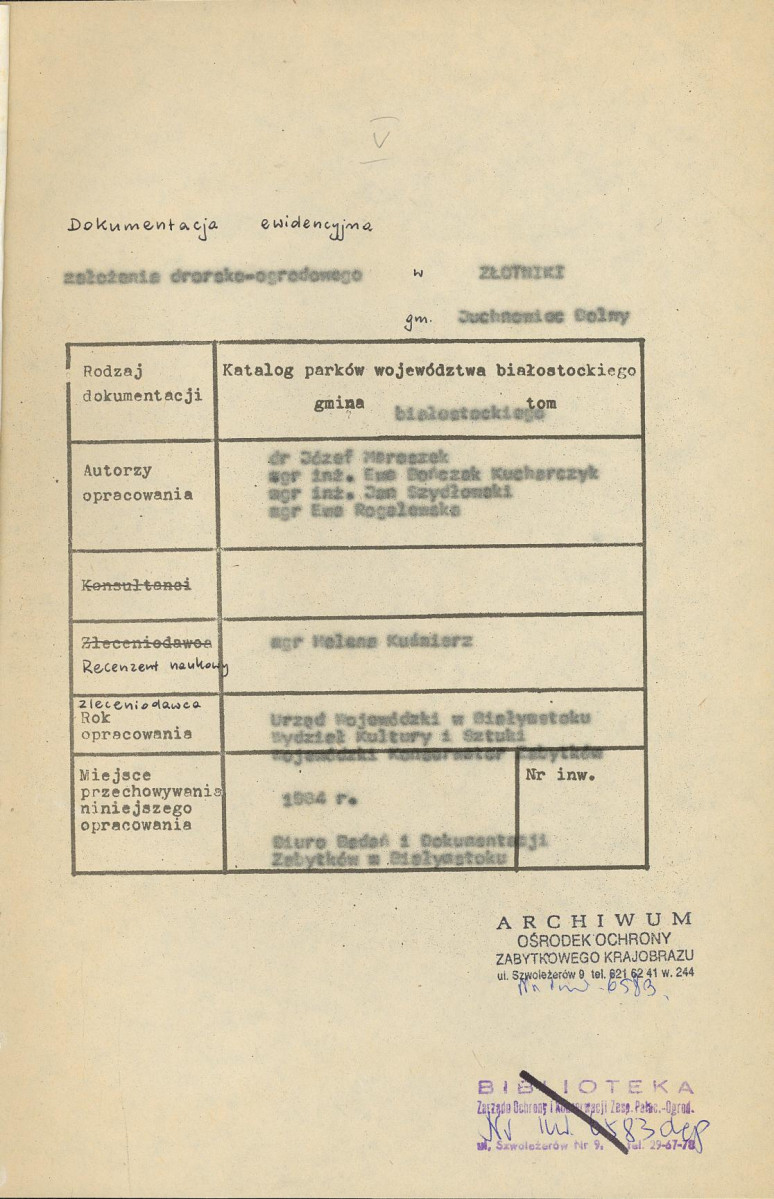 EP - Ewidencja parkowa, skan nr 5