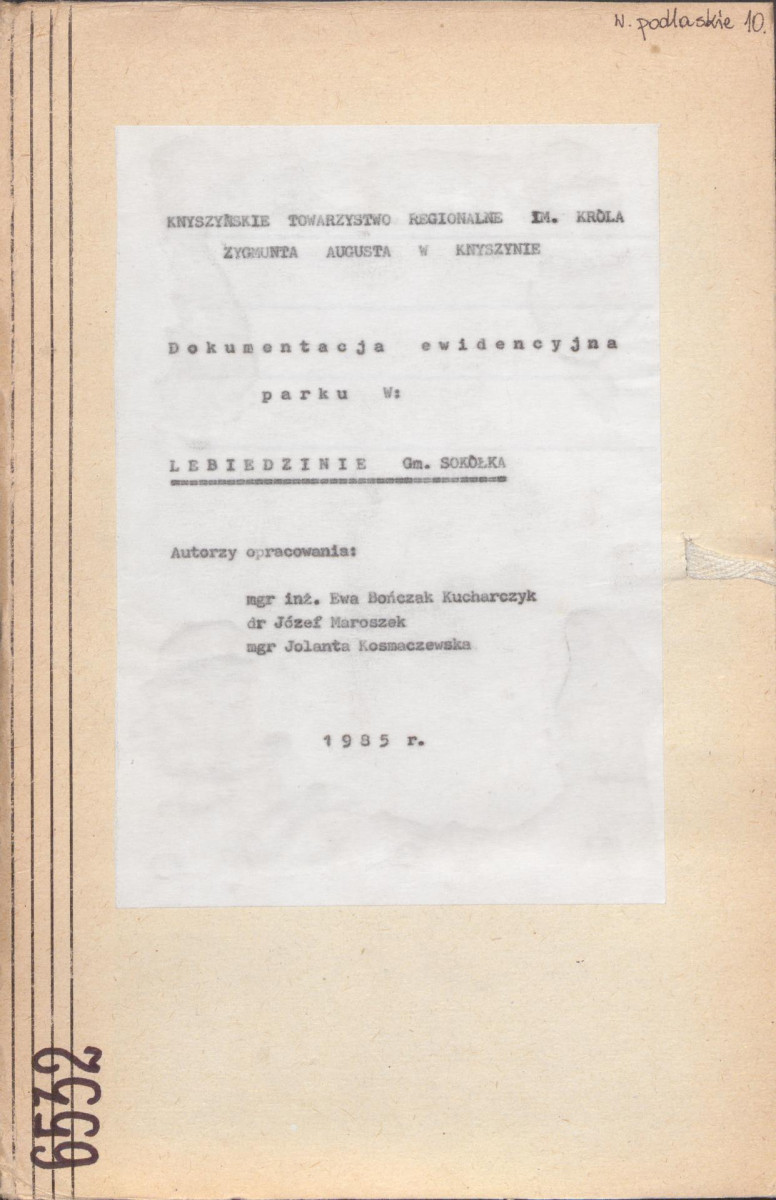 EP - Ewidencja parkowa, skan nr 1