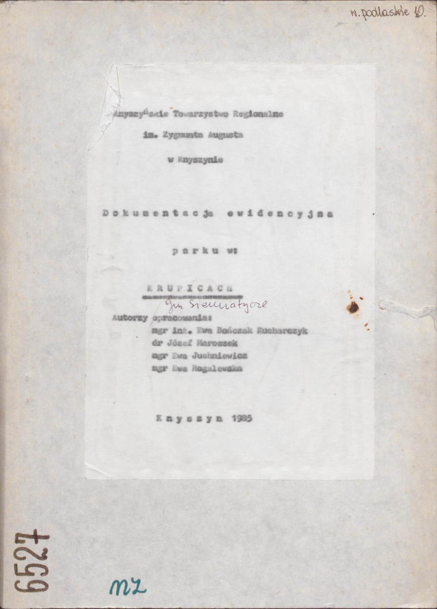 EP - Ewidencja parkowa, skan nr 1