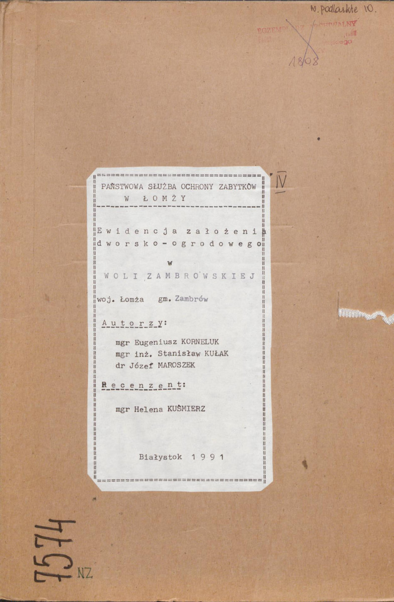 EP - Ewidencja parkowa, skan nr 1