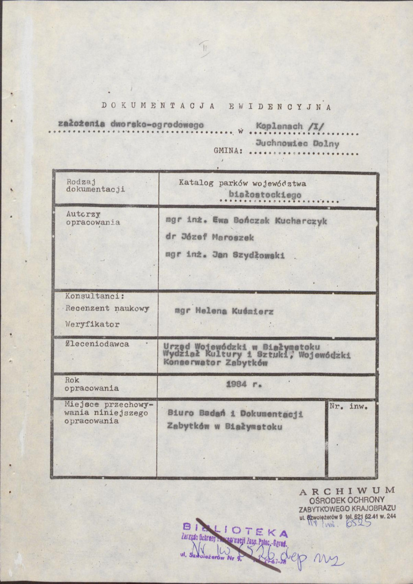 EP - Ewidencja parkowa, skan nr 5