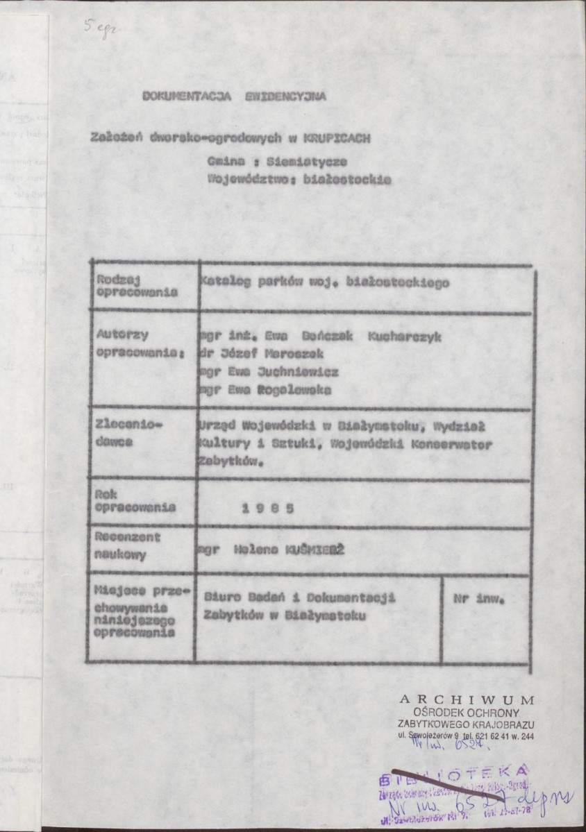 EP - Ewidencja parkowa, skan nr 6
