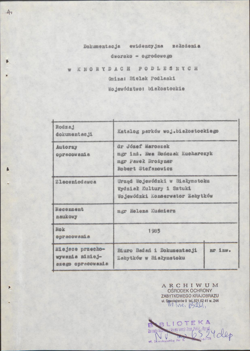 EP - Ewidencja parkowa, skan nr 6