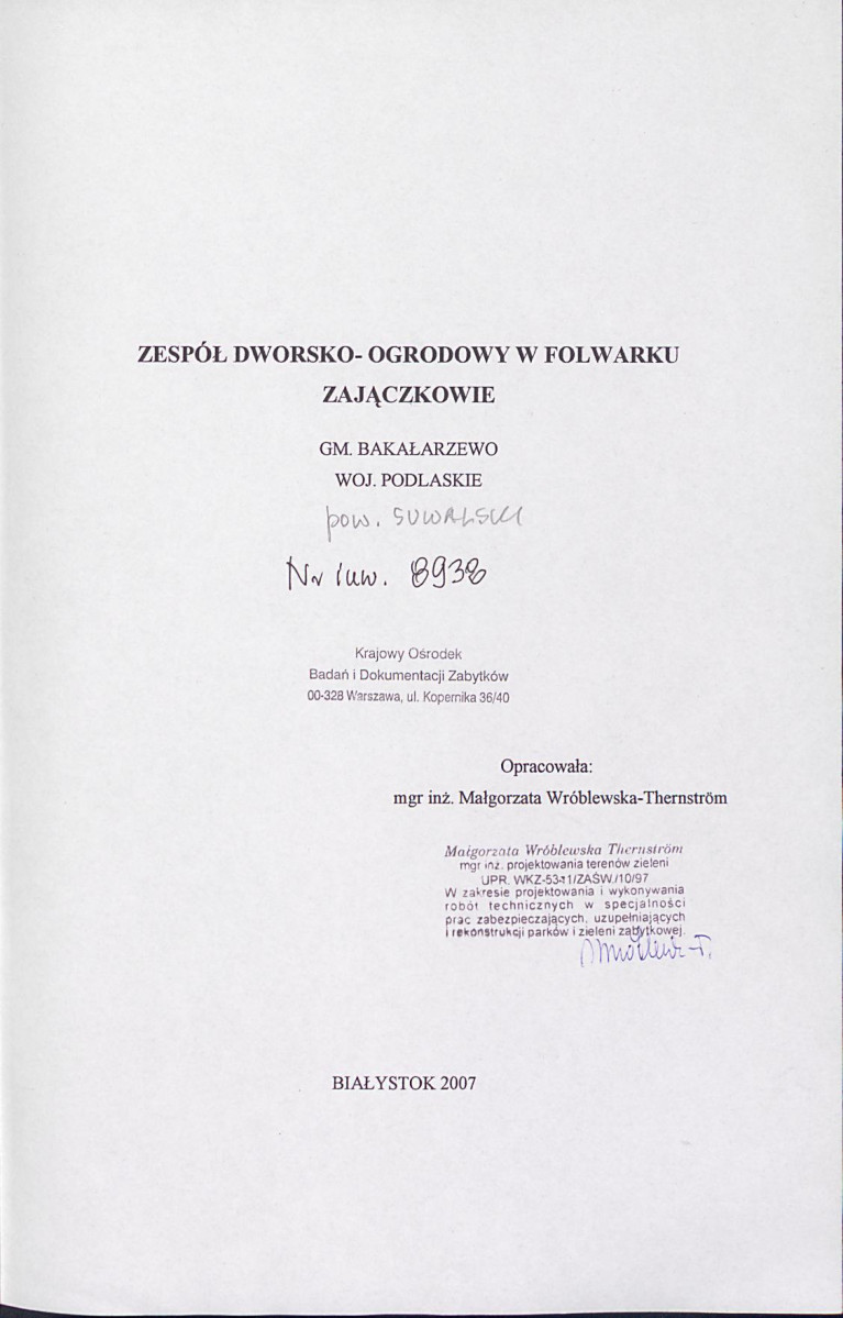 EP - Ewidencja parkowa, skan nr 2