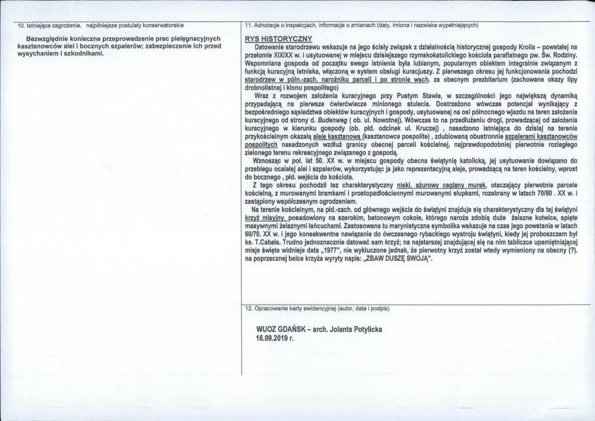 Karta obiektu niewpisanego do rejestru, skan nr 2