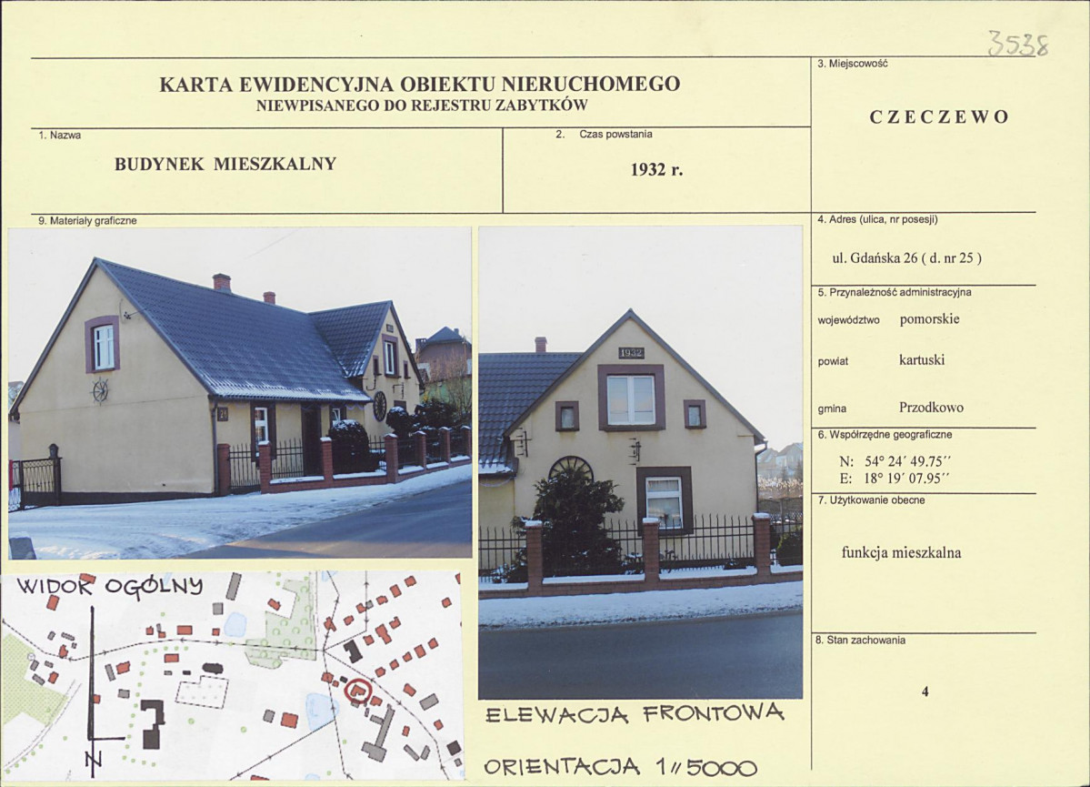 Karta obiektu niewpisanego do rejestru, skan nr 1