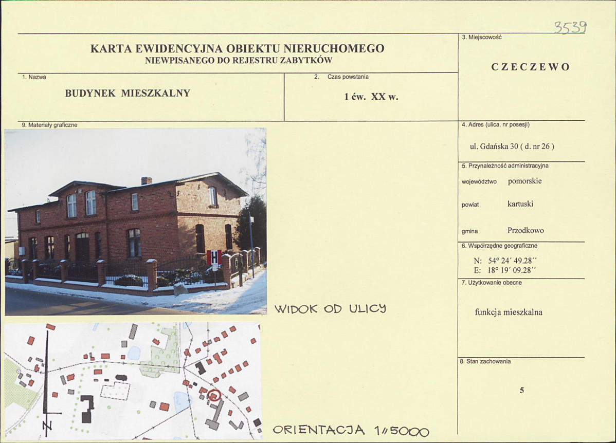 Karta obiektu niewpisanego do rejestru, skan nr 1