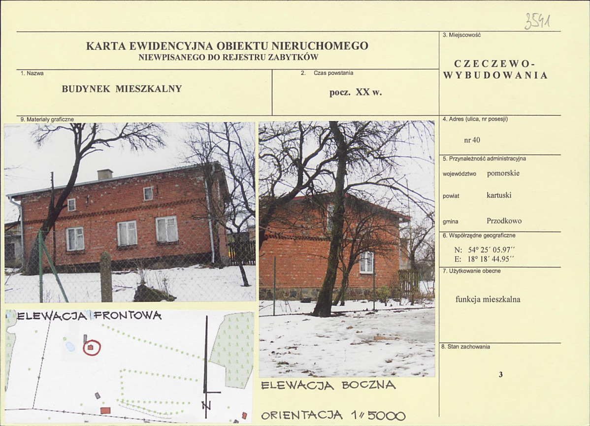 Karta obiektu niewpisanego do rejestru, skan nr 1