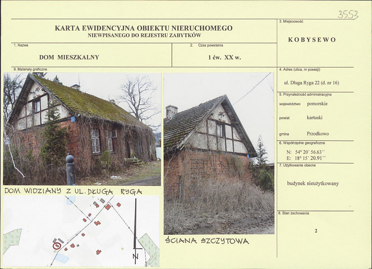 Karta obiektu niewpisanego do rejestru, skan nr 1