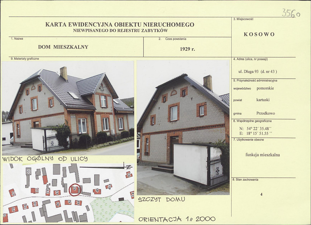Karta obiektu niewpisanego do rejestru, skan nr 1