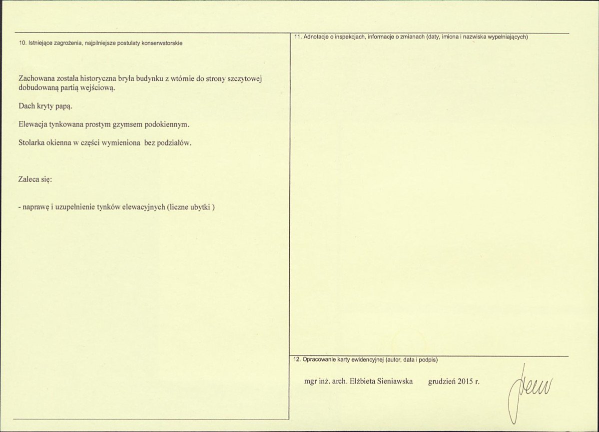 Karta obiektu niewpisanego do rejestru, skan nr 2