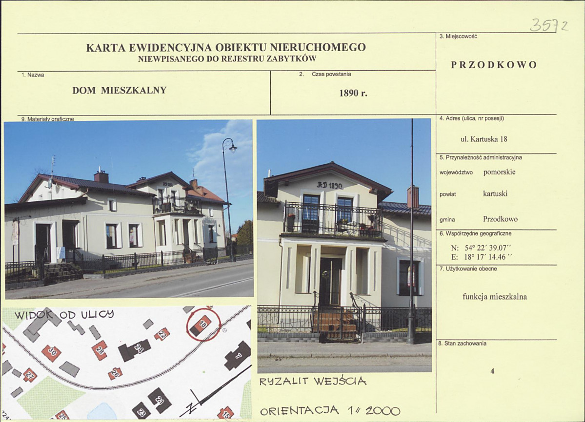 Karta obiektu niewpisanego do rejestru, skan nr 1