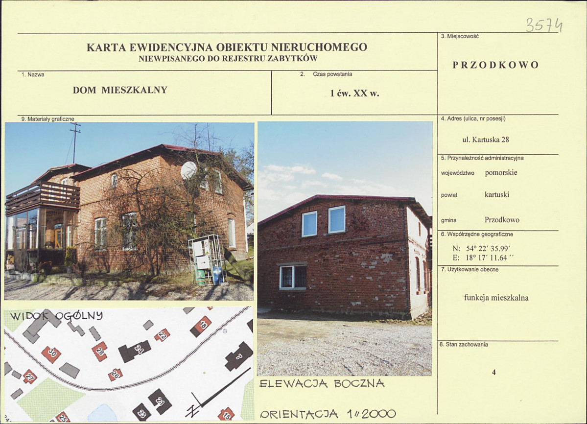 Karta obiektu niewpisanego do rejestru, skan nr 1