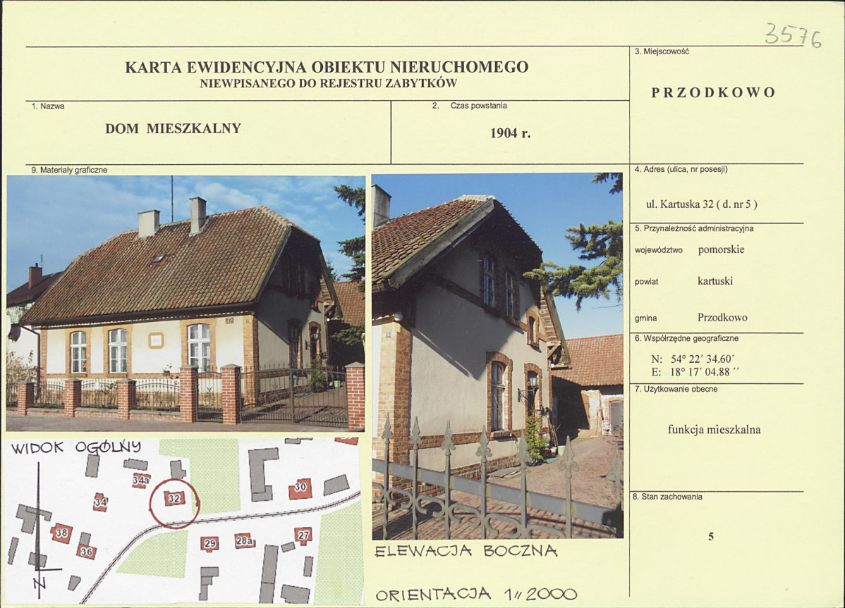 Karta obiektu niewpisanego do rejestru, skan nr 1
