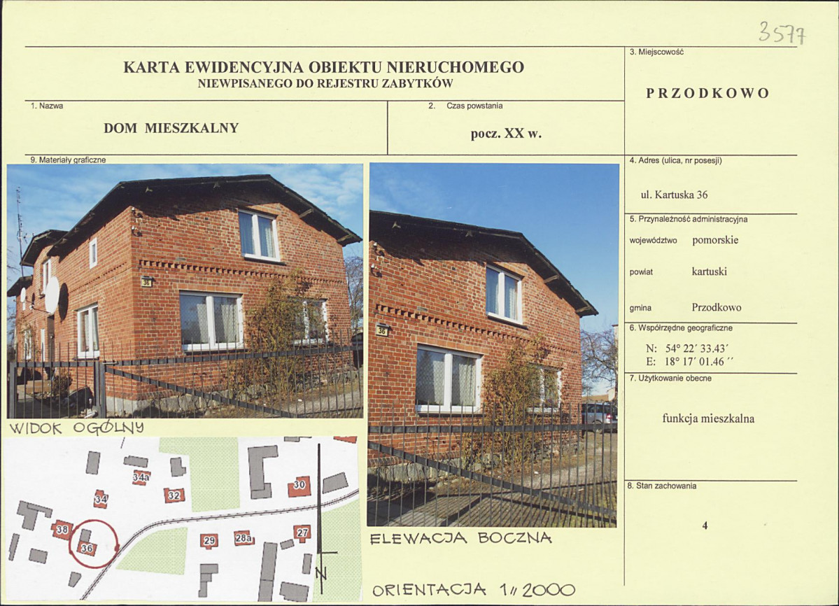 Karta obiektu niewpisanego do rejestru, skan nr 1