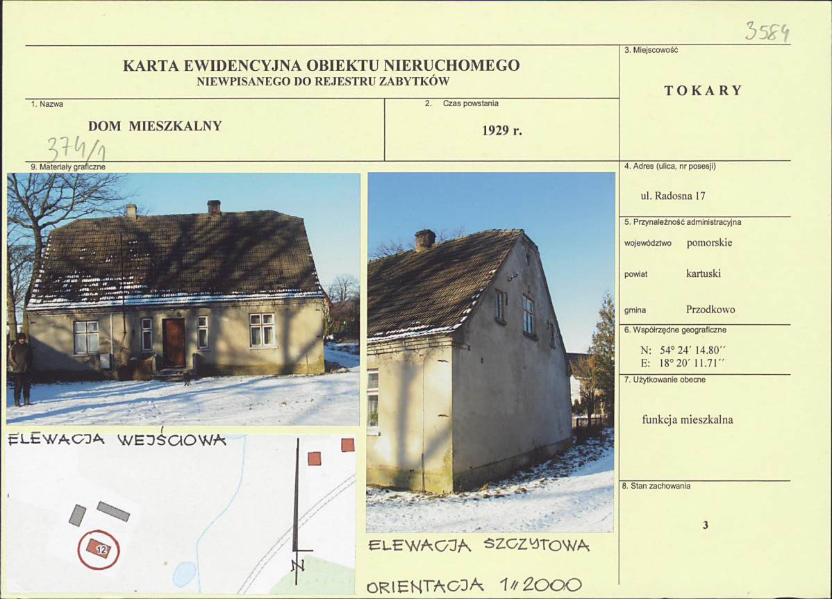 Karta obiektu niewpisanego do rejestru, skan nr 1