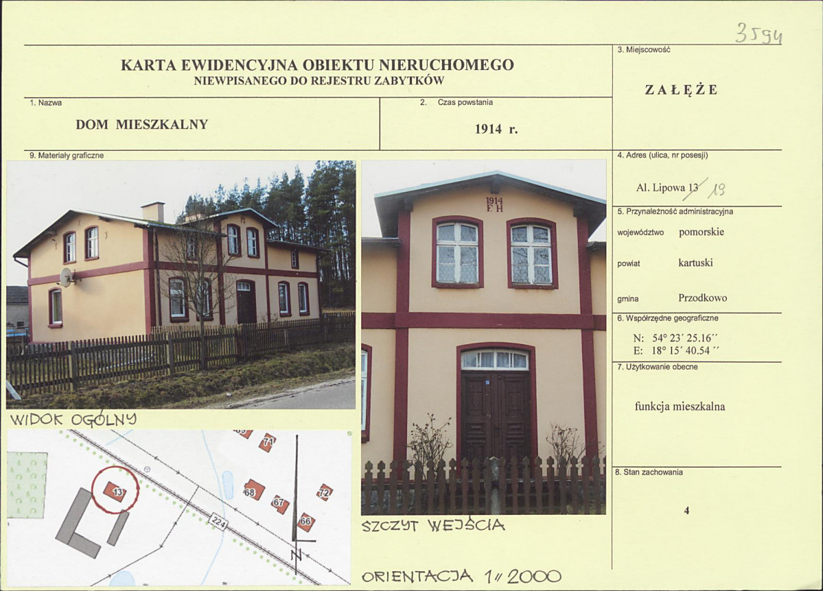 Karta obiektu niewpisanego do rejestru, skan nr 1