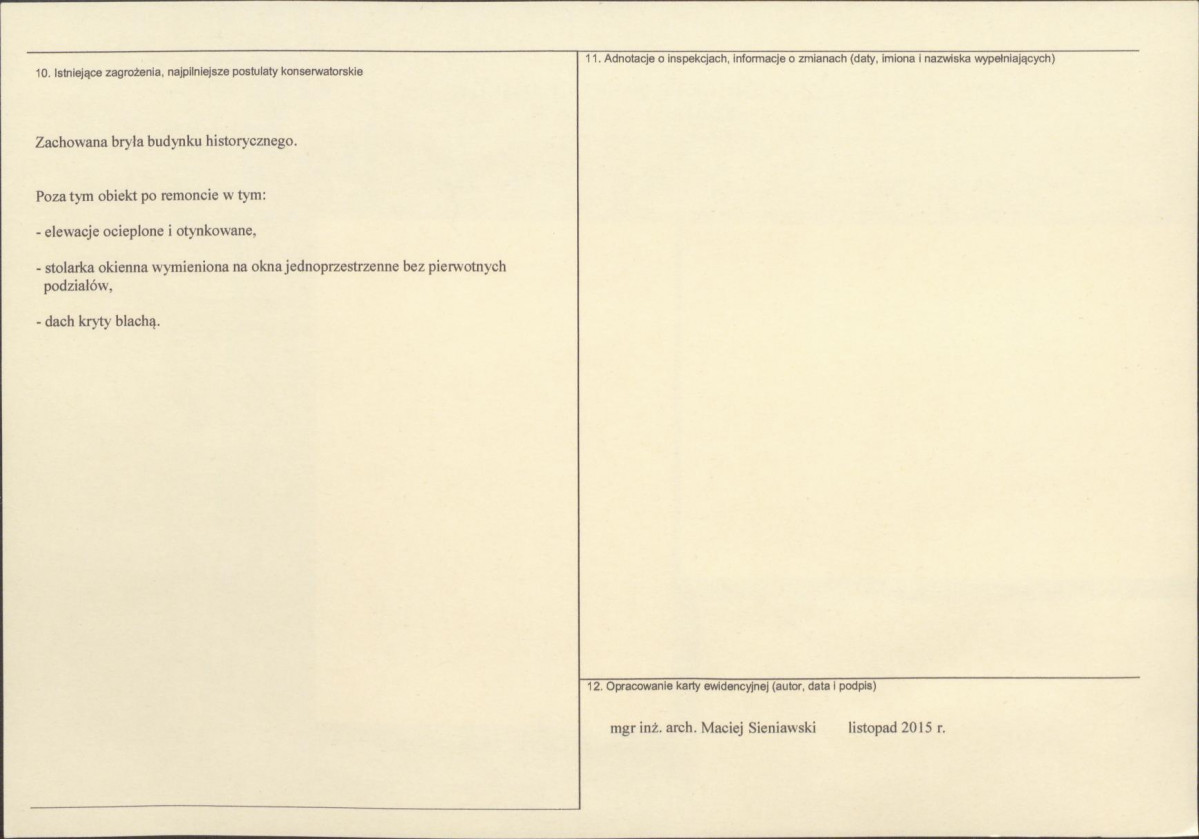 Karta obiektu niewpisanego do rejestru, skan nr 2