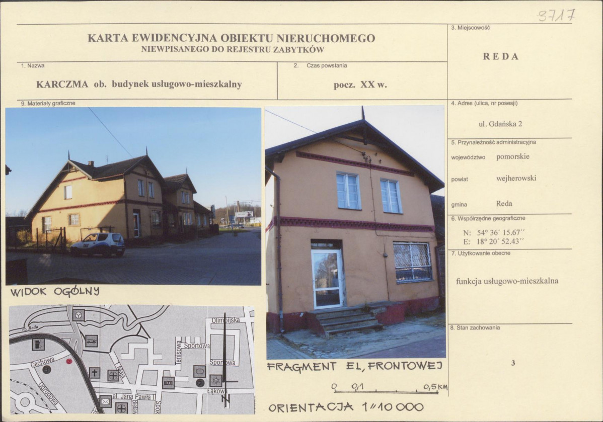 Karta obiektu niewpisanego do rejestru, skan nr 1