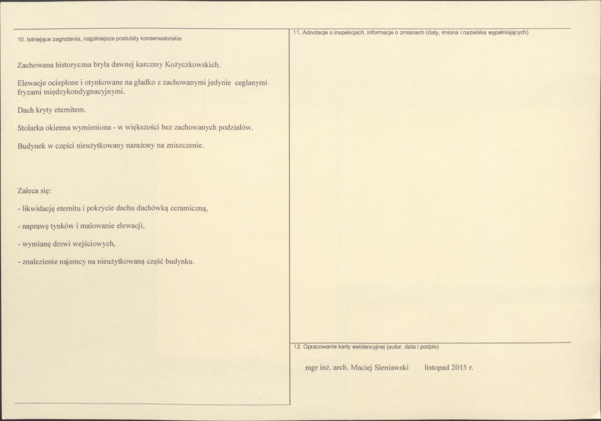 Karta obiektu niewpisanego do rejestru, skan nr 2
