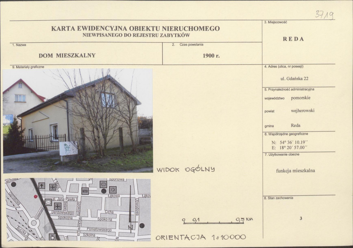 Karta obiektu niewpisanego do rejestru, skan nr 1