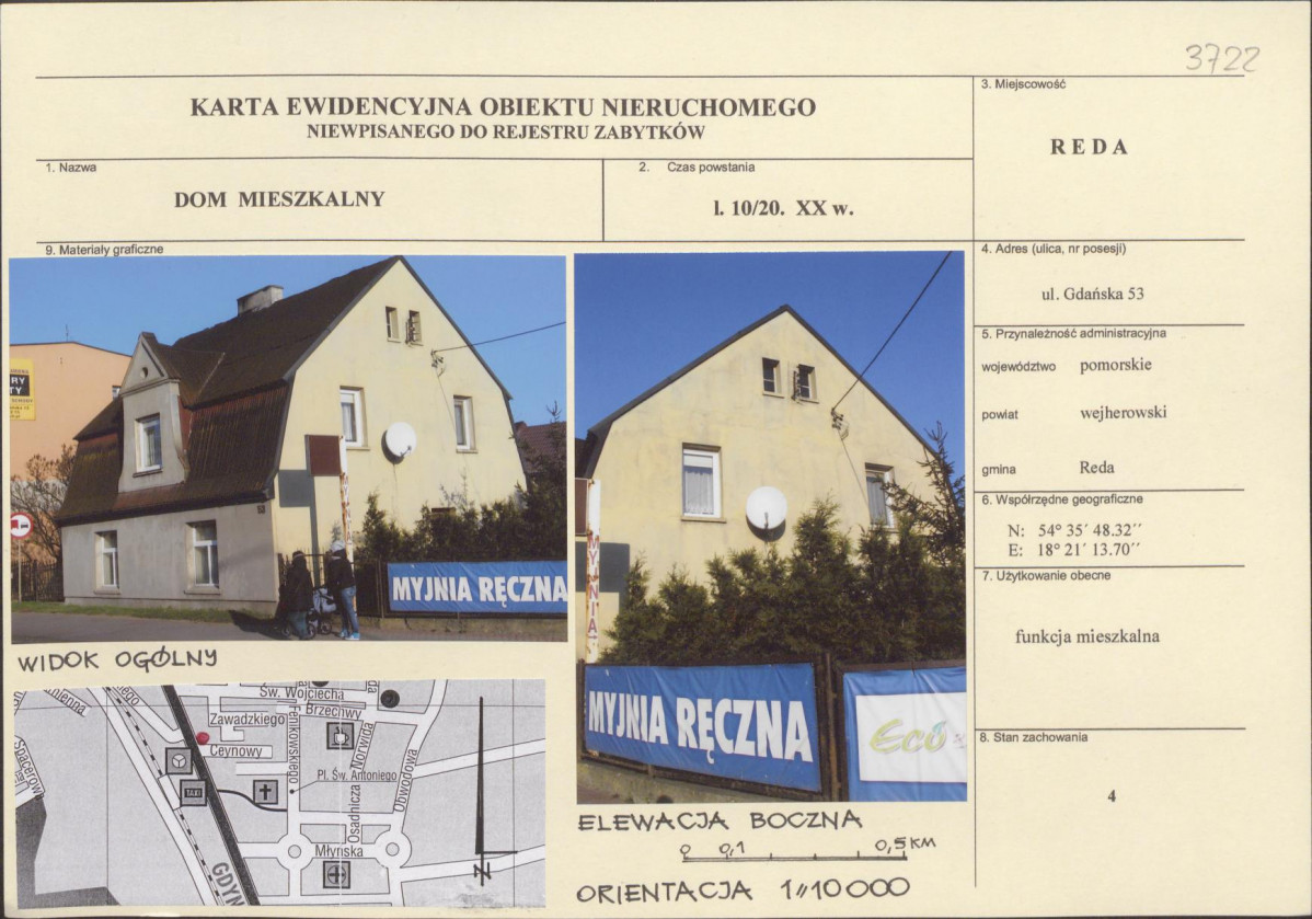 Karta obiektu niewpisanego do rejestru, skan nr 1