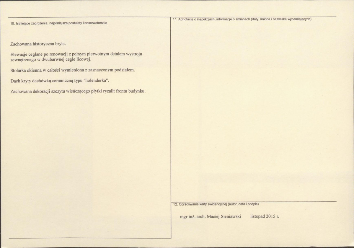 Karta obiektu niewpisanego do rejestru, skan nr 2