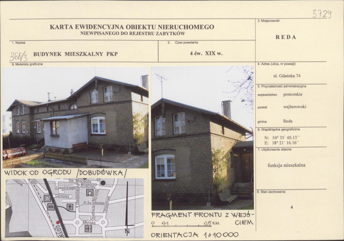 Karta obiektu niewpisanego do rejestru, skan nr 1