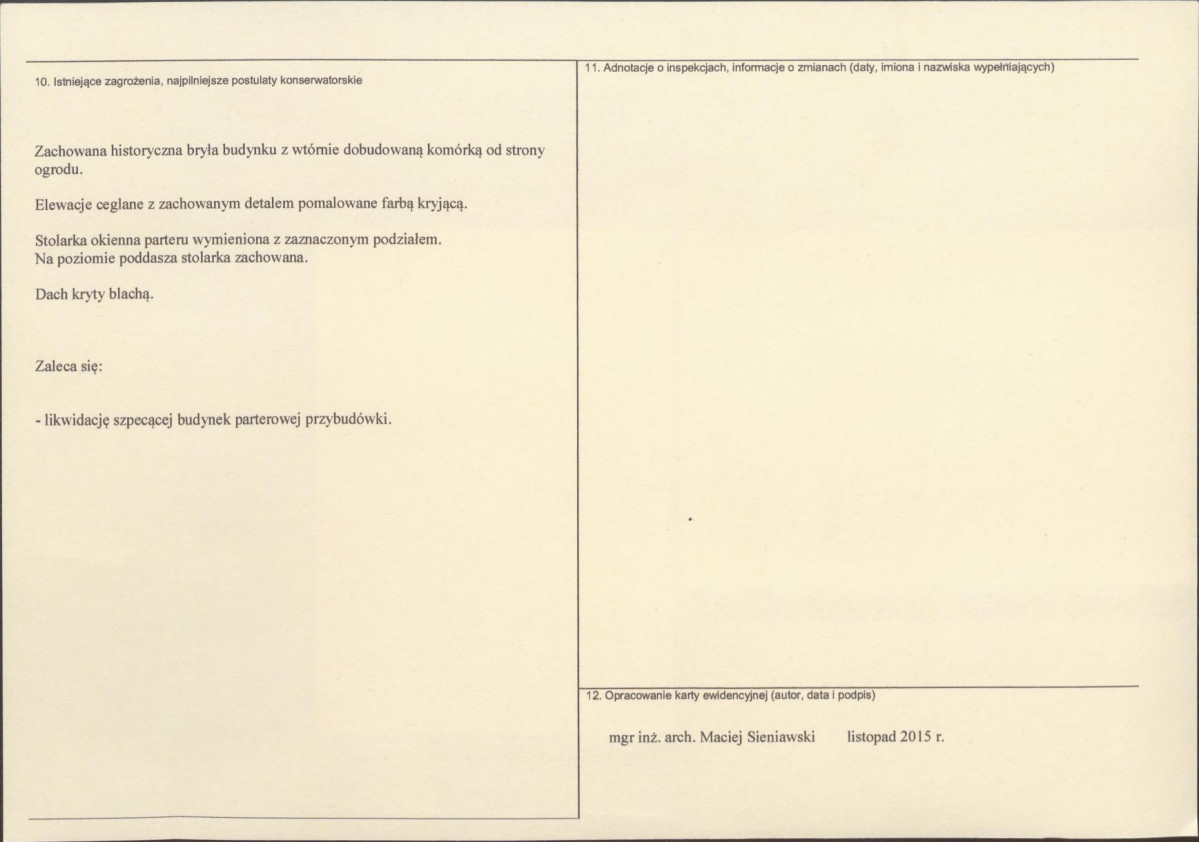 Karta obiektu niewpisanego do rejestru, skan nr 2