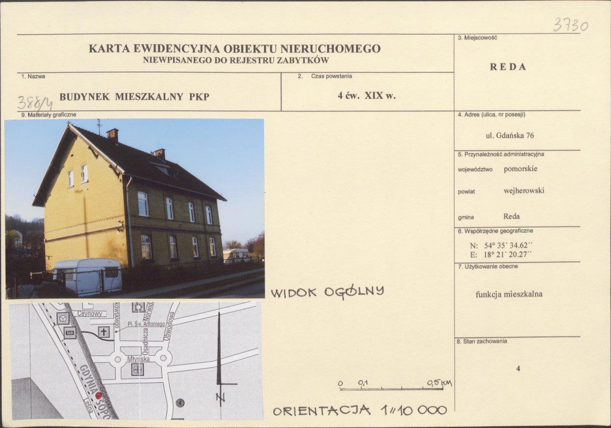 Karta obiektu niewpisanego do rejestru, skan nr 1