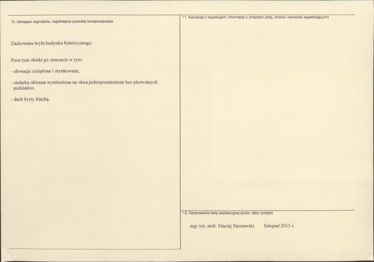 Karta obiektu niewpisanego do rejestru, skan nr 2