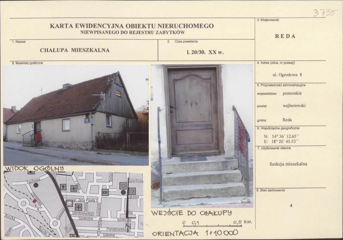 Karta obiektu niewpisanego do rejestru, skan nr 1