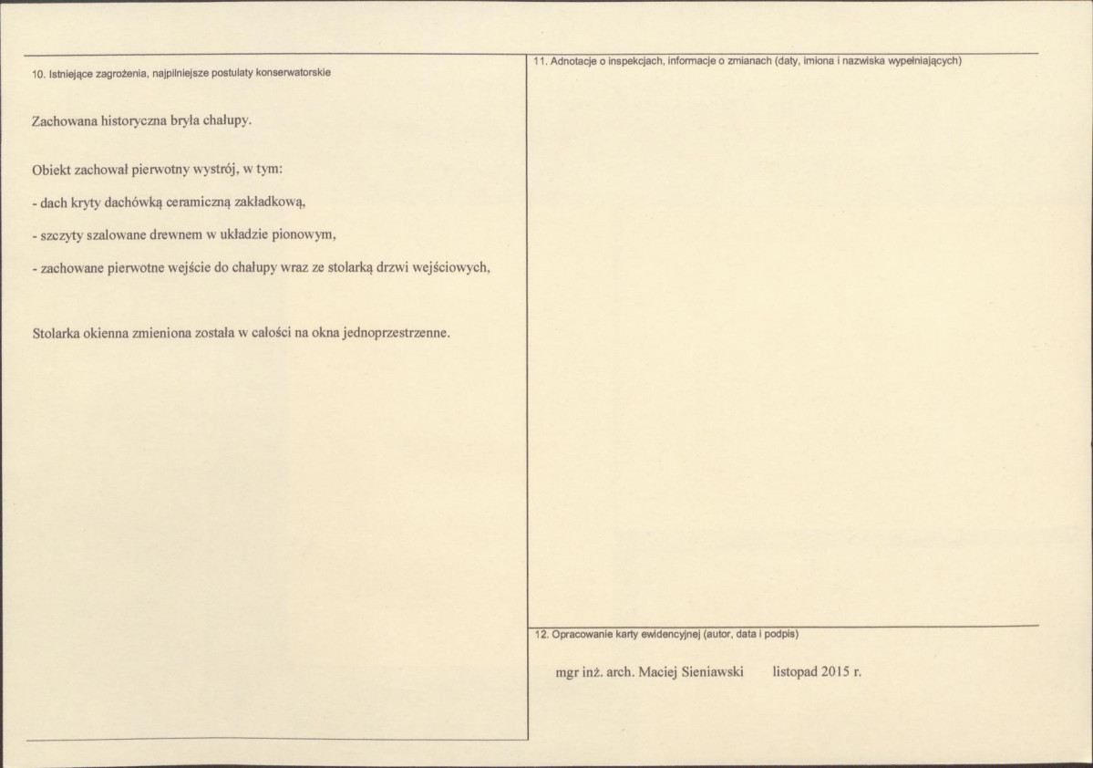Karta obiektu niewpisanego do rejestru, skan nr 2