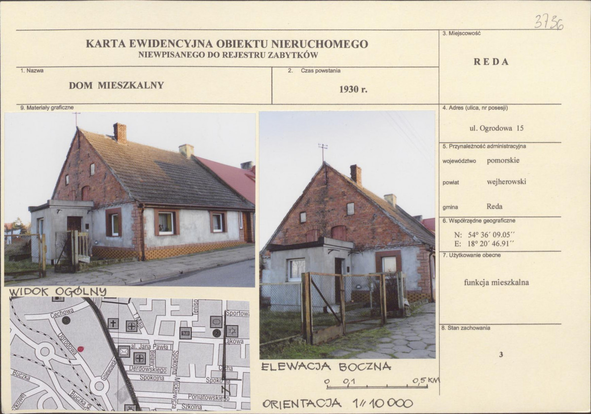 Karta obiektu niewpisanego do rejestru, skan nr 1