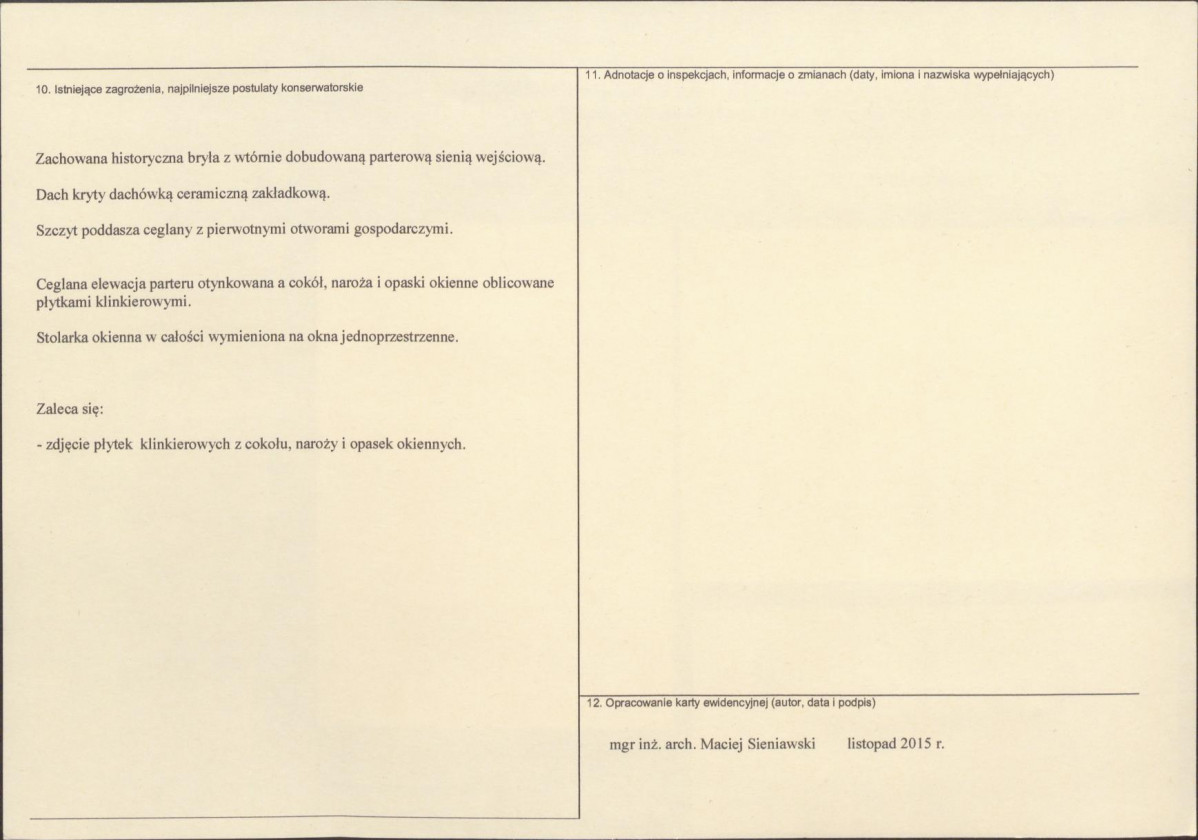 Karta obiektu niewpisanego do rejestru, skan nr 2
