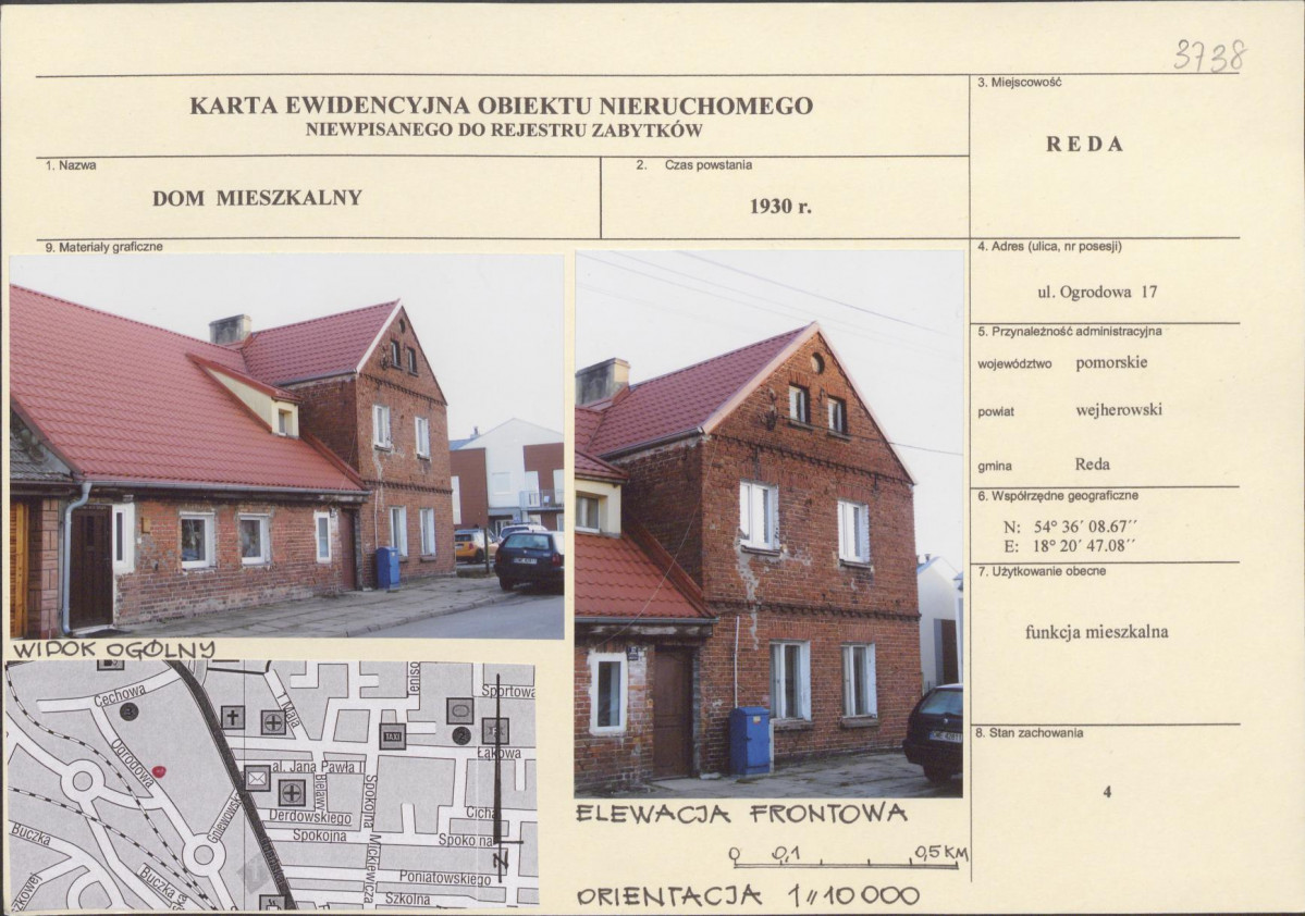 Karta obiektu niewpisanego do rejestru, skan nr 1
