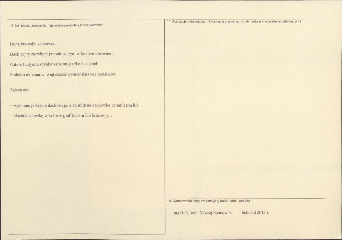 Karta obiektu niewpisanego do rejestru, skan nr 2
