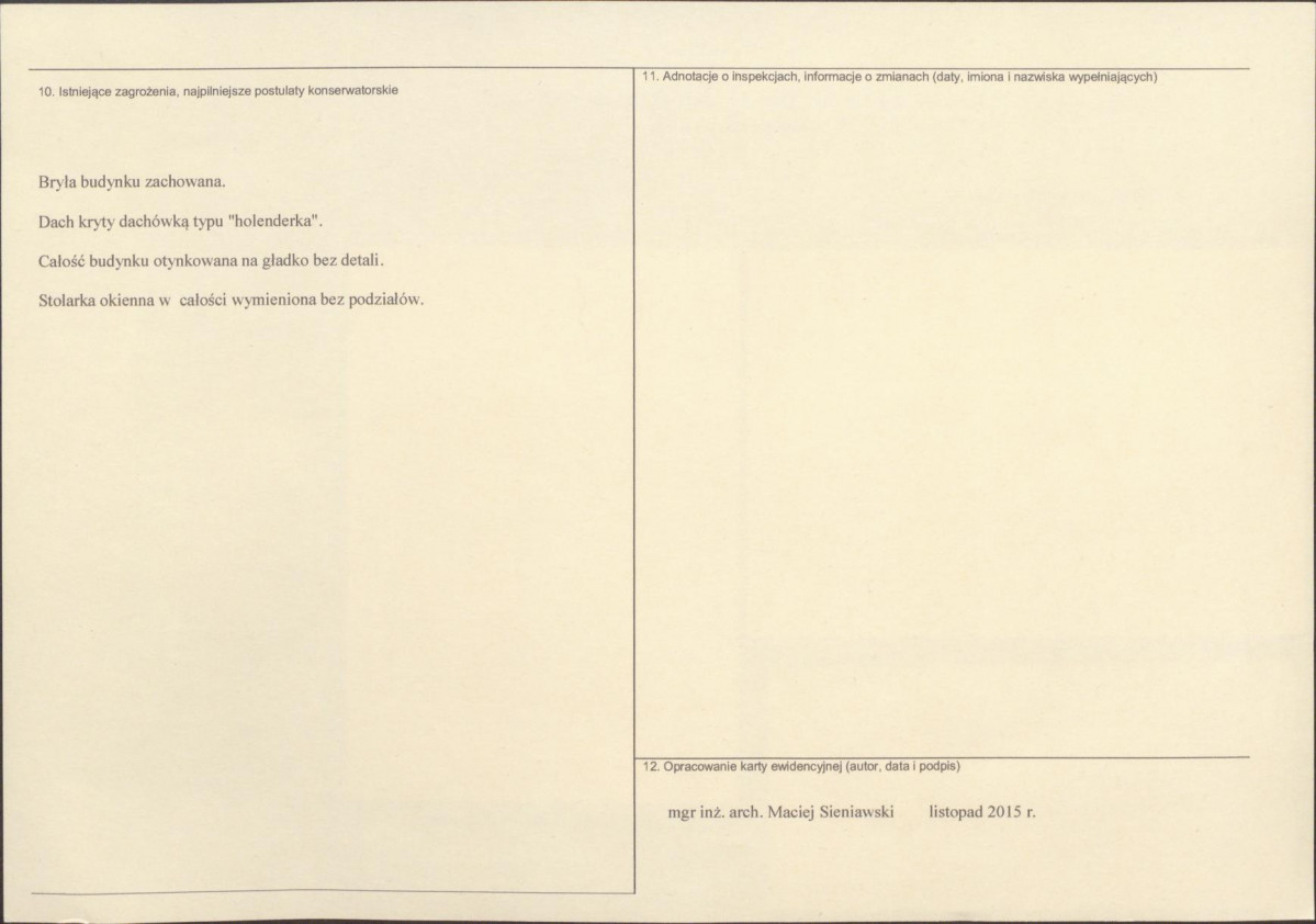 Karta obiektu niewpisanego do rejestru, skan nr 2