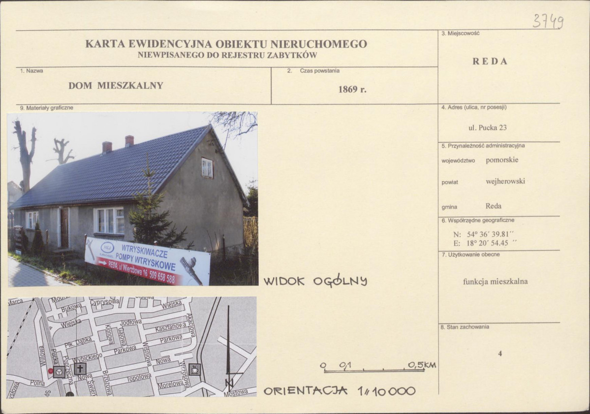 Karta obiektu niewpisanego do rejestru, skan nr 1