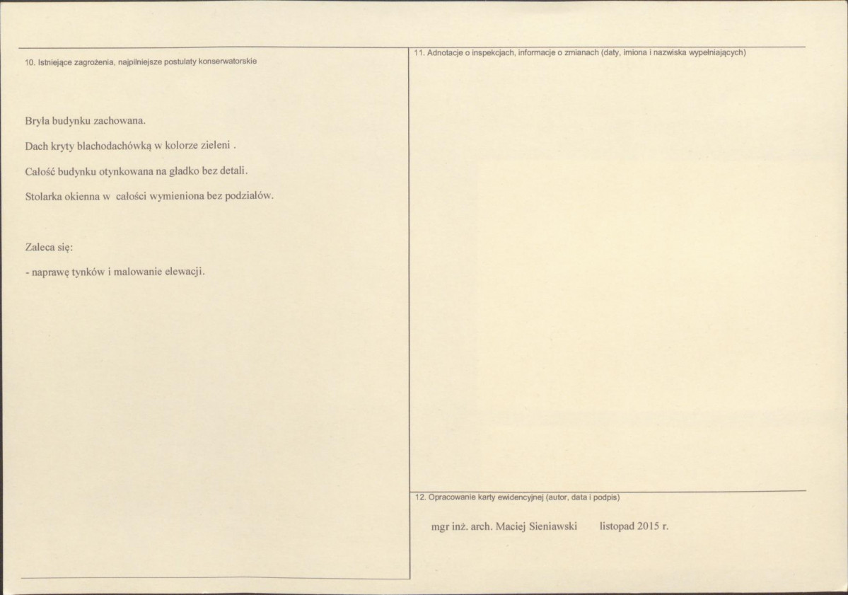 Karta obiektu niewpisanego do rejestru, skan nr 2