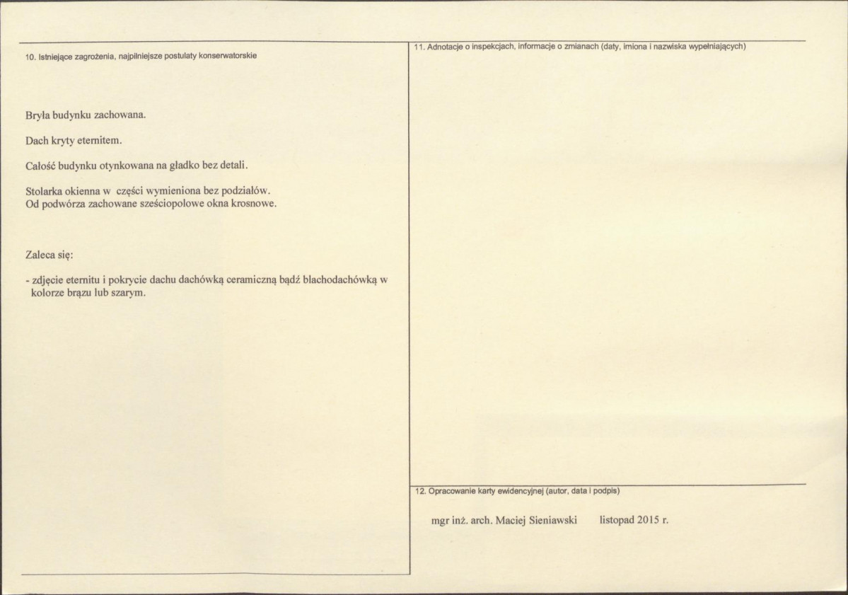 Karta obiektu niewpisanego do rejestru, skan nr 2