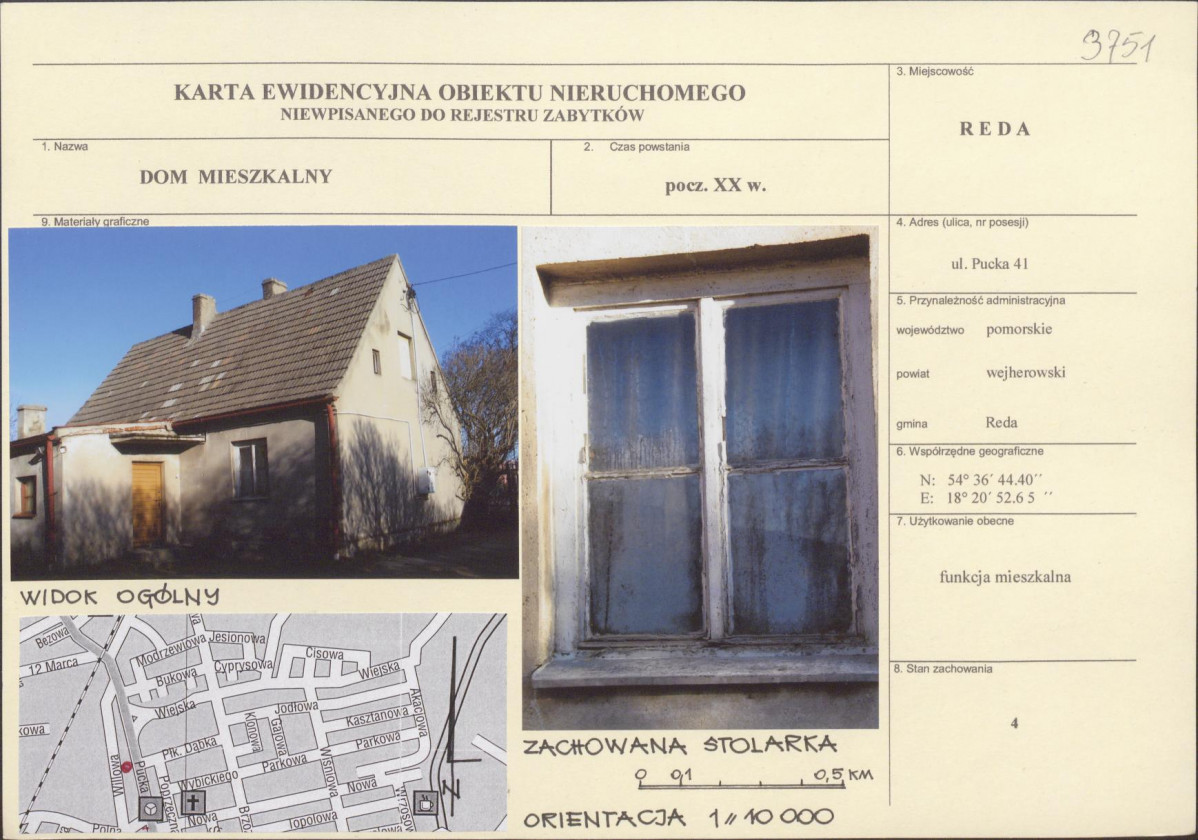 Karta obiektu niewpisanego do rejestru, skan nr 1