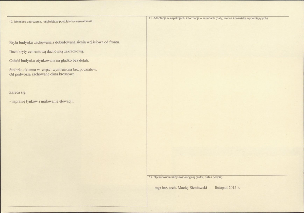 Karta obiektu niewpisanego do rejestru, skan nr 2