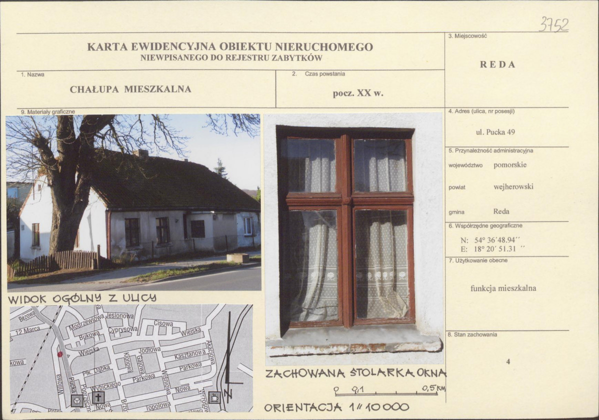 Karta obiektu niewpisanego do rejestru, skan nr 1