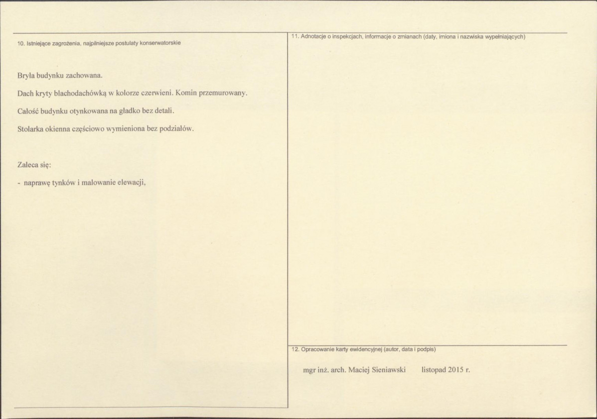 Karta obiektu niewpisanego do rejestru, skan nr 2